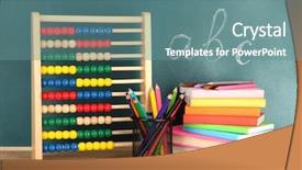  Presentation with school desk - PPT theme with toy abacus books and pencils background and a seafoam green colored foreground