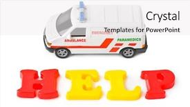  Presentation with ambulance - PPT theme having toy ambulance car and word background and a white colored foreground