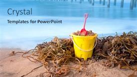  Presentation with toy - Amazing presentation theme having toy-beach-bucket-and-shovel backdrop and a light blue colored foreground