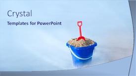  Presentation with seawater - Presentation consisting of toy-beach-bucket-surrounded background and a sky blue colored foreground