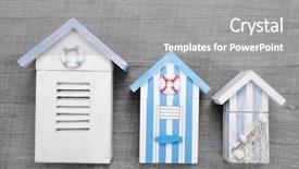  Presentation with wooden toy - Slide set enhanced with toy beach huts background and a  colored foreground