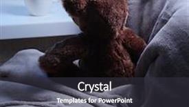  Presentation with toy - Colorful PPT theme enhanced with toy-bear looking out window close-up backdrop and a dark gray colored foreground