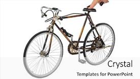  Presentation with toy cathone - Colorful presentation theme enhanced with toy bicycle isolated on white backdrop and a white colored foreground