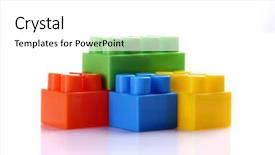  Presentation with coloured - PPT theme featuring toy blocks - multi-coloured details background and a white colored foreground
