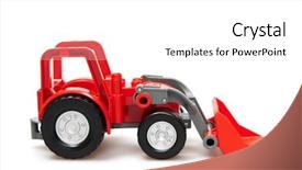  Presentation with tractor - Slide deck with toy blocks - red tractor isolated on white background and a white colored foreground