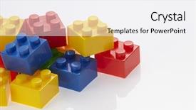 Presentation with toy - Colorful PPT layouts enhanced with toy blocks - stacking block on the white backdrop and a sky blue colored foreground