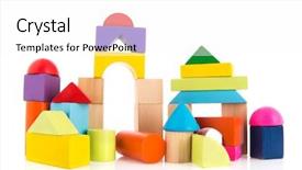  Presentation with wooden building blocks - Beautiful PPT theme featuring toy blocks isolated over white backdrop and a white colored foreground