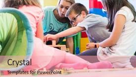  Presentation with school teamwork diversity - PPT theme having toy blocks under the guidance background and a lemonade colored foreground