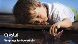  Presentation with water ship - Cool new slide deck with toy boat - boy play in paper ship backdrop and a wine colored foreground