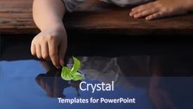  Presentation with green leaf - Theme consisting of toy boat - green leaf-ship in children hand background and a ocean colored foreground