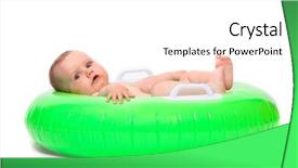  Presentation with happy baby - PPT theme consisting of toy boat - happy baby playing in rubber background and a white colored foreground