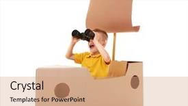  Presentation with ship - Cool new theme with toy boat - little boy playing with cardboard backdrop and a coral colored foreground