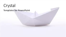  Presentation with three - Beautiful presentation theme featuring toy boat - three paper ships isolated backdrop and a white colored foreground