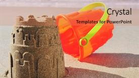  Presentation with sand - Beautiful slide deck featuring toy bucket and a sand backdrop and a coral colored foreground