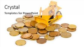  Presentation with bulldozer - Slides featuring toy bulldozer and money coins background and a white colored foreground
