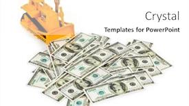  Presentation with bulldozer - Audience pleasing presentation design consisting of toy-bulldozer-and-money-isolated backdrop and a white colored foreground