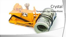  Presentation with bulldozer - PPT theme consisting of toy bulldozer and money isolated background and a  colored foreground