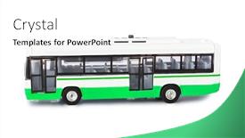  Presentation with bus - Beautiful PPT theme featuring toy-bus-isolated-on-white backdrop and a white colored foreground