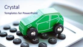  Presentation with car buying - Audience pleasing presentation consisting of toy car and calculator concept backdrop and a sky blue colored foreground