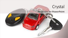  Presentation with older car - Presentation theme having toy car and keys isolated background and a lemonade colored foreground
