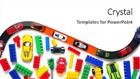  Presentation with car racing track - Beautiful slides featuring toy car and racing track backdrop and a  colored foreground