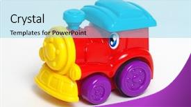  Presentation with render of a car suspension - Cool new theme with toy car isolated on white backdrop and a cyan colored foreground