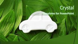  Presentation with green leaves simple - Colorful presentation theme enhanced with toy car on green leaves backdrop and a forest green colored foreground