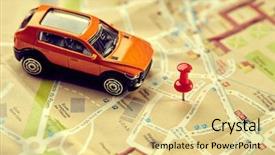  Presentation with toy - Beautiful PPT theme featuring toy car on the map backdrop and a blonde colored foreground