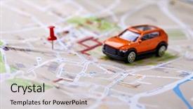  Presentation with eco friendly car concept - Slides with toy car on the map background and a light gray colored foreground