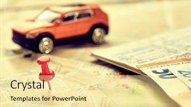  Presentation with world travel - PPT theme having toy car on the map background and a  colored foreground