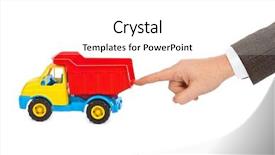  Presentation with truck - Theme having toy car truck and hand background and a white colored foreground