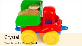  Presentation with gas tanker truck - Amazing slide set having toy car truck and money backdrop and a yellow colored foreground