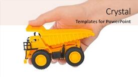  Presentation with hand cute dolls and toy - Slide set enhanced with toy car truck in hand background and a  colored foreground