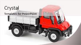  Presentation with large industrial mining dump truck - Audience pleasing presentation design consisting of toy car truck isolated backdrop and a white colored foreground