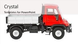  Presentation with large industrial mining dump truck - Cool new PPT theme with toy car truck isolated backdrop and a white colored foreground