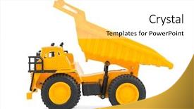  Presentation with truck - Slide set with tipper trucks - toy car truck isolated background and a white colored foreground