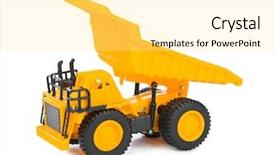  Presentation with gas tanker truck - Beautiful slide deck featuring tipper trucks - toy car truck isolated backdrop and a  colored foreground