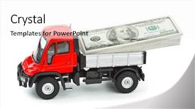  Presentation with articulated dump truck safety - Slide deck featuring toy car truck with money background and a white colored foreground