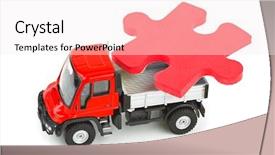  Presentation with truck - Beautiful PPT layouts featuring toy car truck with puzzle backdrop and a sky blue colored foreground