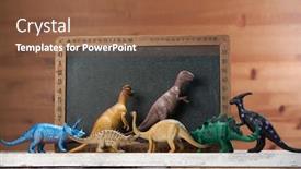  Presentation with dinosaur - Beautiful slides featuring toy-dinosaur-on-the-mini backdrop and a tawny brown colored foreground