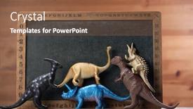  Presentation with dinosaur - Amazing PPT layouts having toy-dinosaur-on-the-mini backdrop and a tawny brown colored foreground