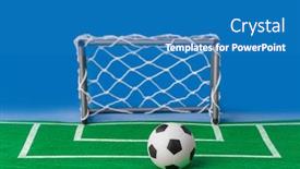  Presentation with football field - Colorful presentation theme enhanced with toy-football-field-and-gate backdrop and a teal colored foreground