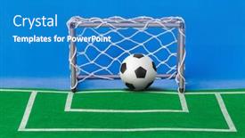  Presentation with football field - PPT layouts consisting of toy-football-field-and-gate background and a teal colored foreground