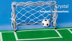  Presentation with astro turf football field - Slide set featuring toy-football-field-and-gate background and a teal colored foreground
