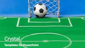  Presentation with football field - Beautiful PPT theme featuring toy football field and gate backdrop and a shamrock green colored foreground