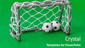  Presentation with football field - Cool new slide deck with toy football field and gate backdrop and a forest green colored foreground