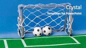  Presentation with astro turf football field - Amazing slide set having toy football field and gate backdrop and a teal colored foreground