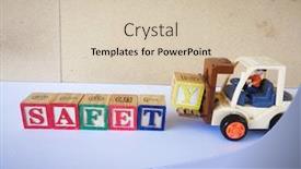 Presentation with wooden toy - Cool new theme with toy-forklift-carrying-wooden-cube backdrop and a lemonade colored foreground