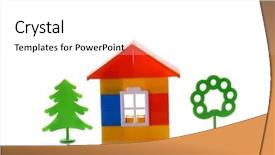  Presentation with wooden toy - Beautiful PPT layouts featuring toy home backdrop and a white colored foreground