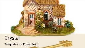  Presentation with white house roof - Audience pleasing slide set consisting of toy house and key isolated backdrop and a yellow colored foreground